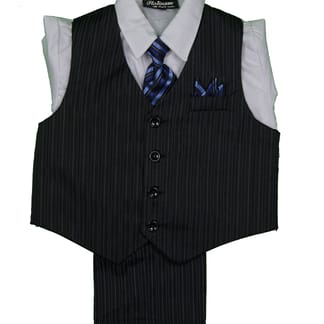 PLATINUM Boys Classic Fit Black Stripe Suit Vest With Pants