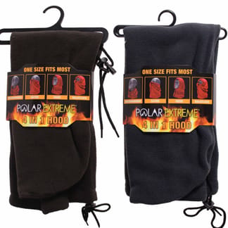 POLAR EXTREME Mens 4 in 1 Fleece Hooded Scarf - 4 Color - KN-HOOD-401