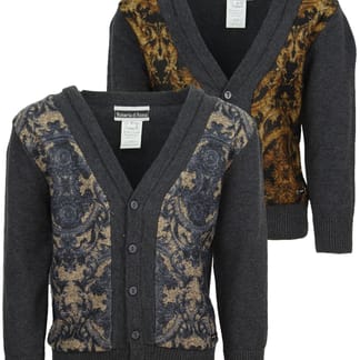 ROBERTA DI ROMA Boys 100% Cotton Gray Cardigan - Royal Print Colors