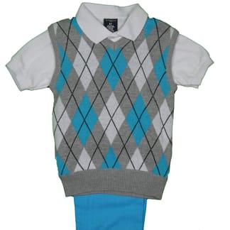 SAHARA CLUB Boys Classic Fit Gray Suit Vest With Pants