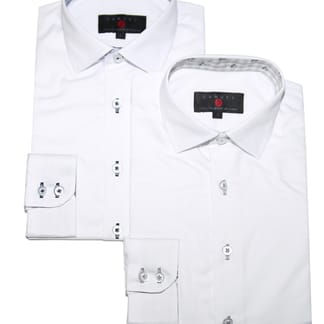 SAMUEL JR Boys Contrast White Long Sleeve Cotton Blend Dress Shirt ASHJ44L