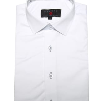 SAMUEL JR Boys Short Sleeve Contrast White Cotton Blend Dress Shirt ASHJ44S