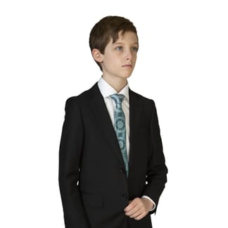 SAPPHIRE A T.O. COLLECTION Boys Classic & Husky Fit 100% Wool Solid Black Blazer