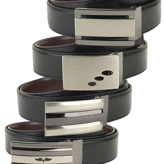 SCZ Men's Reversible Black / Brown Leather Dress Belt - Sizes 32 to 54