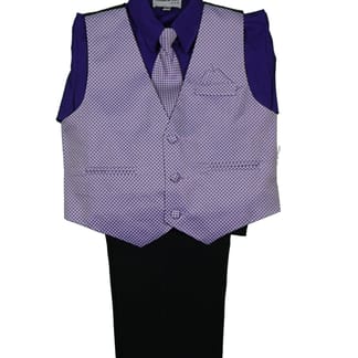 SHANNON KIDS Boys Classic Fit Purple Suit Vest With Pants
