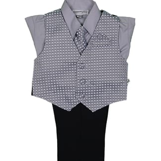 SHANNON KIDS Boys Classic Fit Silver Suit Vest With Pants