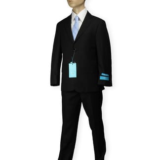 T.O. Boys Solid Black Classic Fit SUIT.