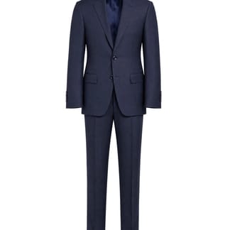 T.O. CENTRION MENS PORTLY FIT WOOL FASHION SUIT - DEEP NAVY