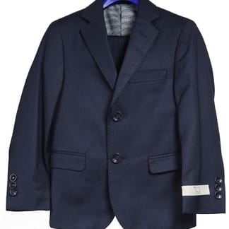 T.O. COLLECTION Boys Classic Fit Microfiber Blend Navy Design Suit - T2A6015C