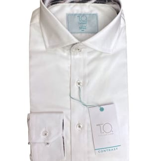 T.O. COLLECTION Boys Slim Fiit Contrast Non Iron Shirt