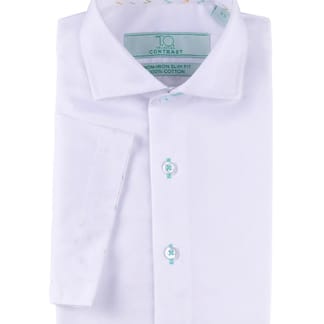 T.O.COLLECTION Boys Slim Fit Short Sleeve Contrast Cotton Non Iron Dress Shirt 4