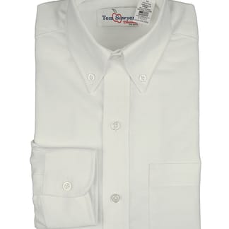TOM SAWYER Boys White Button Down Cotton Blend Long Sleeve Oxford Shirt