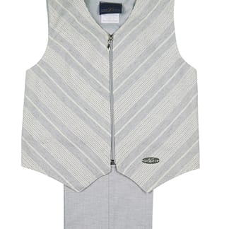 TRESCHER Boys Classic Fit Grey Suit Vest With Pants - Zipper Down