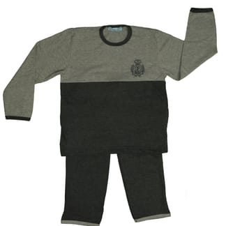 TRICO PLEI Boys Charoal / Grey Top Solid Bottom Pajama Set