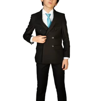 T.O. BOYS CLASSIC FIT DOUBLE-BREASTED MICROFIBER BLEND SOLID SUIT