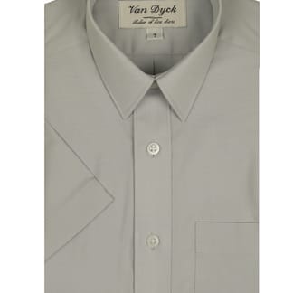 VAN DYCK Boys Grey Cotton Blend Sort Sleeve Dress Shirt