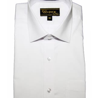 VAN DYCK Boys Husky Fit Long Sleeve Solid Twill Cotton Blend Dress Shirt- VDT-04