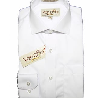 VAN DYCK Boys Slim Fit Long Sleeve Solid Twill Cotton Blend Platinum Dress  Shirt - Boytique %