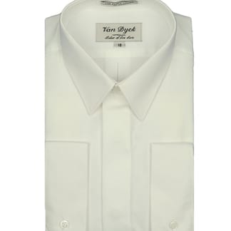 VAN DYCK Boys White on White Cotton Blend French Cuff Dress Shirt