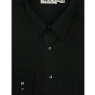VAN HEUSEN Mens Classic Fit Long Sleeve Wrinkle Free Solid Black Dress Shirt