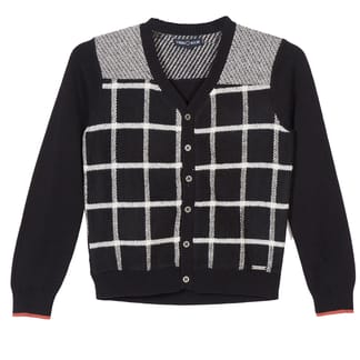 VIERO RICHI Boys 100% Cotton Black With Grey Cardigan Knit Sweater 2370
