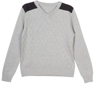 VIERO RICHI Boys 100% Cotton Black With Grey V-Neck Knit Sweater 2410