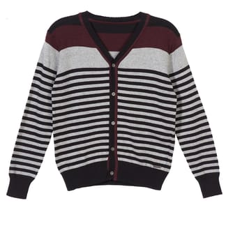 VIERO RICHI Boys 100% Cotton Burgandy With Grey Cardigan Knit Sweater 2360