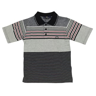VIERO RICHI Boys Cotton Design Short Sleeve Gray Polo-Shirts