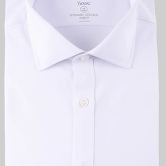 WOEVE MENS DYNAMIC STRETCH LONG SLEEVE SLIM FIT WHITE DRESS SHIRT