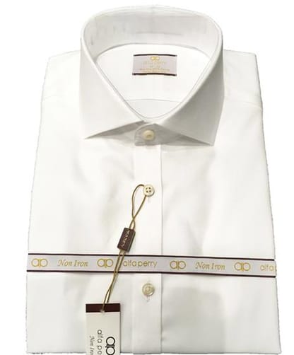 ALFA PERRY Mens Slim Fit Long Sleeve 100% Cotton Solid White Dress Shirt - J-15 - Boytique % ALFA PERRY Mens Slim Fit Long Sleeve 100% Cotton Solid White Dress Shirt - J-15 - Boytique %