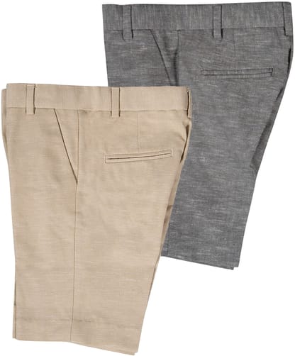 LEO & ZACHARY Boys Slim Fit Linen Look Texture Adjustable Waist Dress Shorts  - Boytique %
