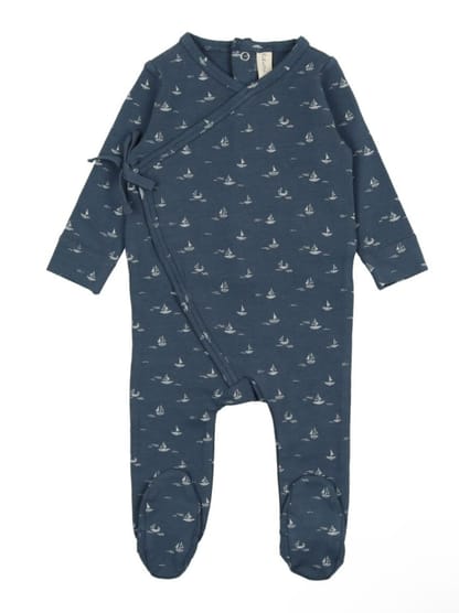 Lil Legs Nautical Footie - Slate Lil Legs Nautical Footie - Slate