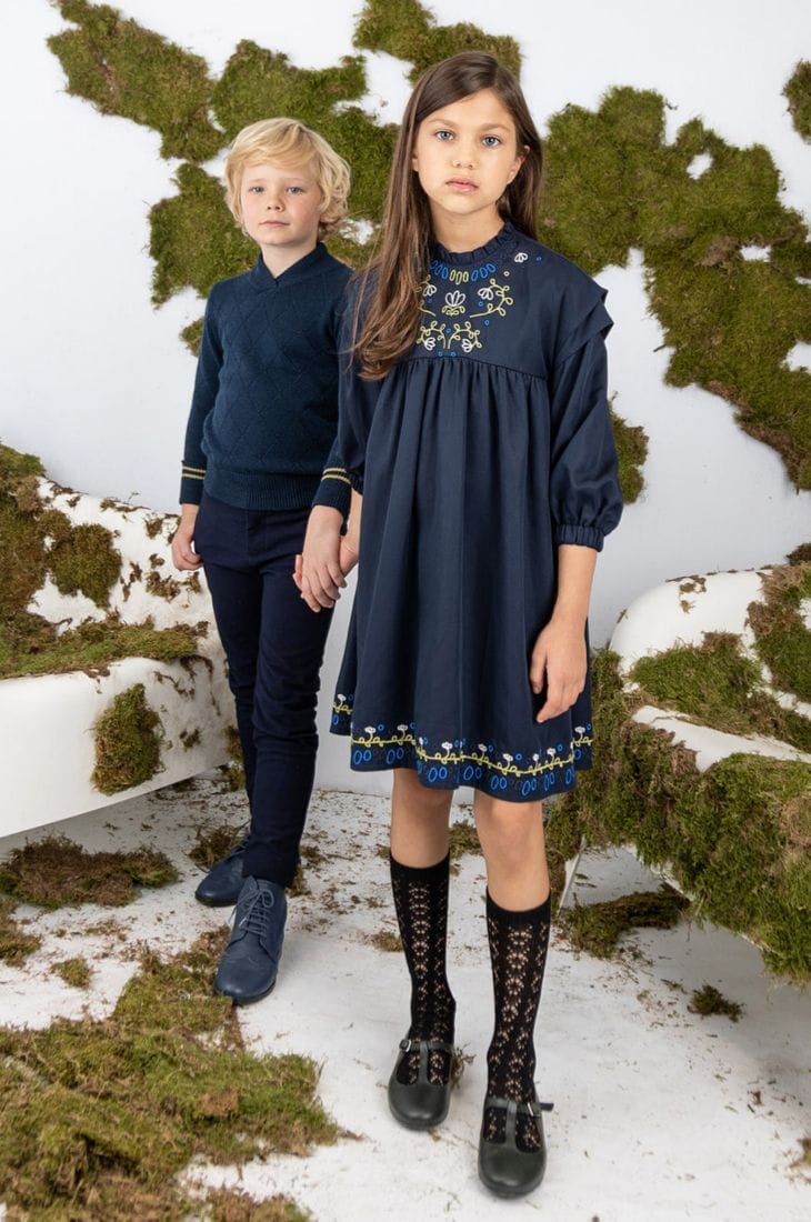 Embroidered yoke dress clearance