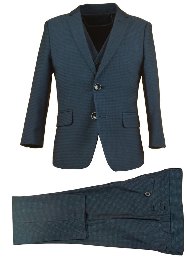 ISAAC MIZRAHI Boys Navy Texture 3 Piece Suit Boytique