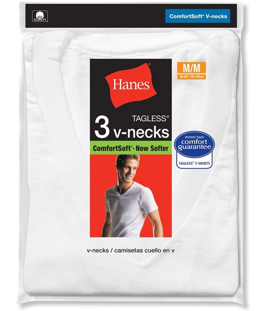 HANES Mens White V Neck Undershirt 3 Pack 777 777X Boytique