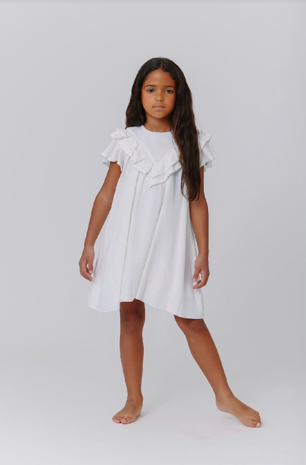 KIPP LINEN RUFFLE DRESS - Boytique %